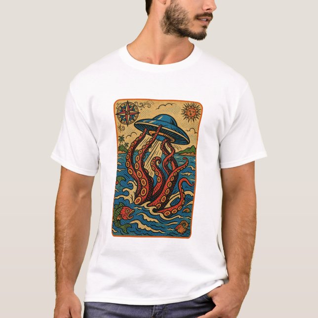Camiseta Kraken vs OVNI: El Mapa Olvidado (Anverso)