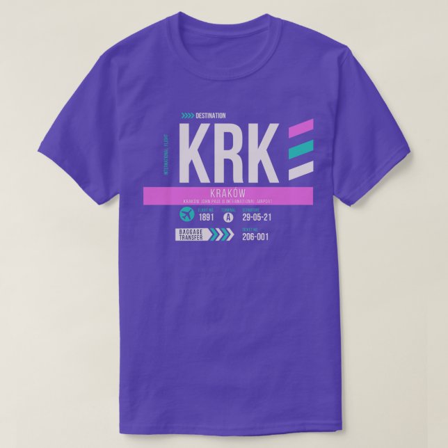 Camiseta Krakow KRK Código del aeropuerto Etiqueta de equip (Diseño del anverso)