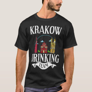Camiseta Krakow Polonia: Viaje en mapa de líneas aéreas de 