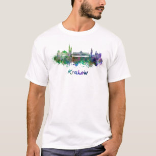 Camiseta Krakow skyline in watercolor