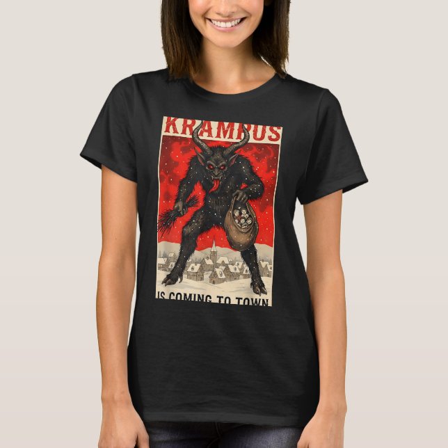Camiseta Krampus Is Coming To Town Christmas Horror Holiday (Anverso)