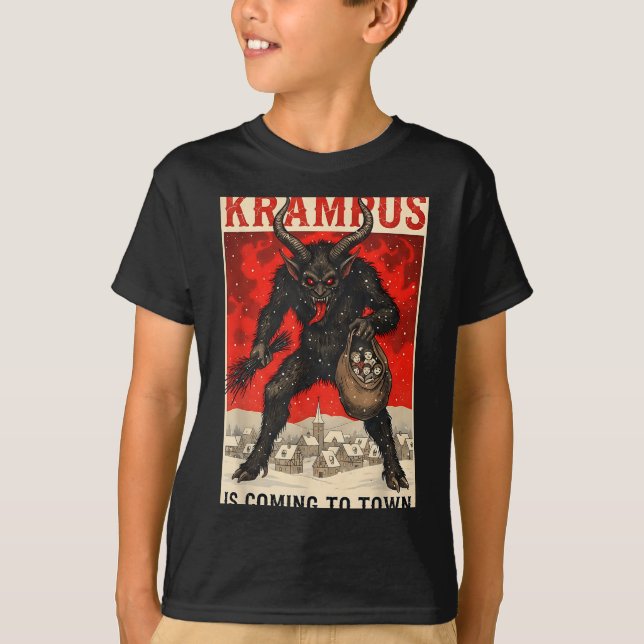 Camiseta Krampus Is Coming To Town Christmas Horror Holiday (Anverso)