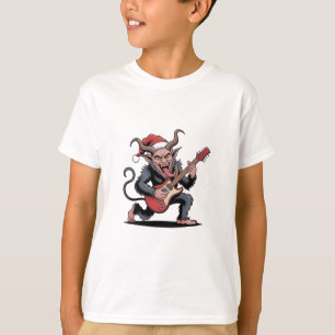 Camiseta Krampus Malvado Tocando Música Eléctrica de Guitar
