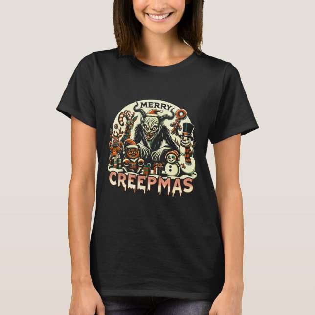 Camiseta Krampus Merry Creepmas Christmas 30’s Retro Cartoo (Anverso)