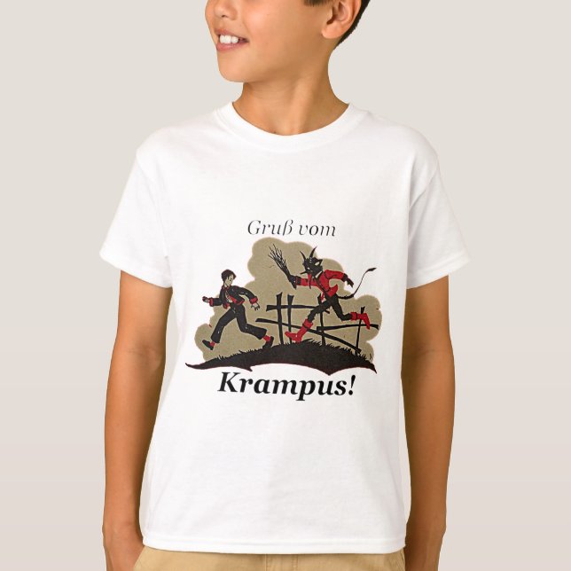 Camiseta Krampus persigue al niño (Anverso)