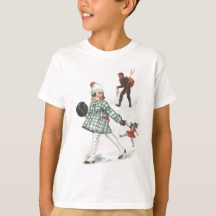 Camiseta Krampus Persiguiendo A Una Niña Con Muñeca