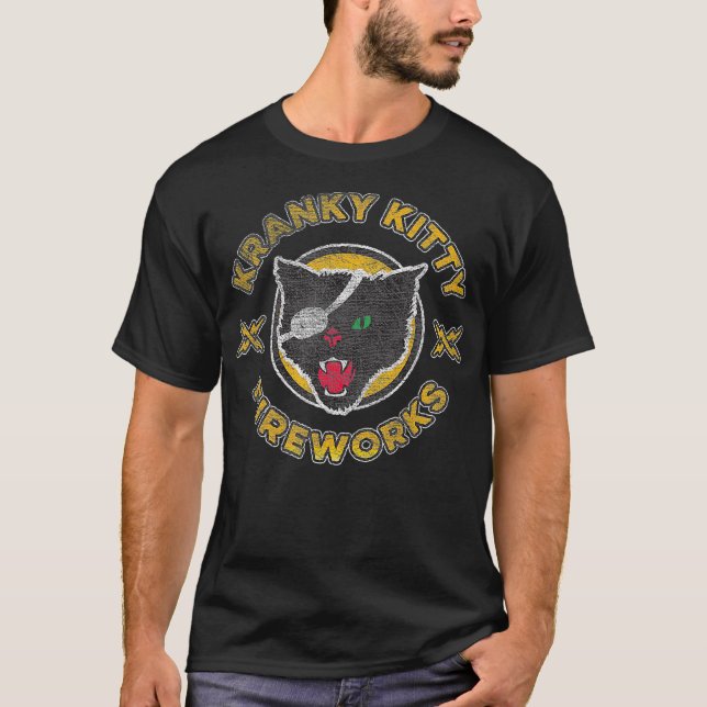 Camiseta Kranky Kitty Fireworks Funny Pirate Cat  (Anverso)