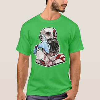 Camiseta Kratos afeitándose con su hacha