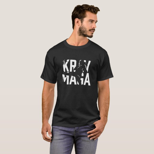 Camiseta Krav Maga Luchador Silhouette Tee de Defensa Israe (Anverso completo)