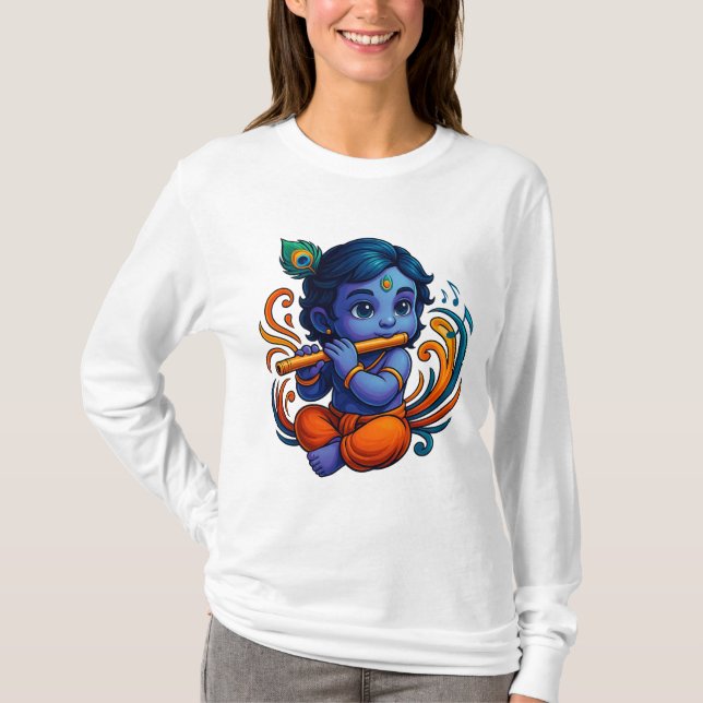 Camiseta Krishna bebé con flauta - Vibes de paz | Vibrante  (Anverso)