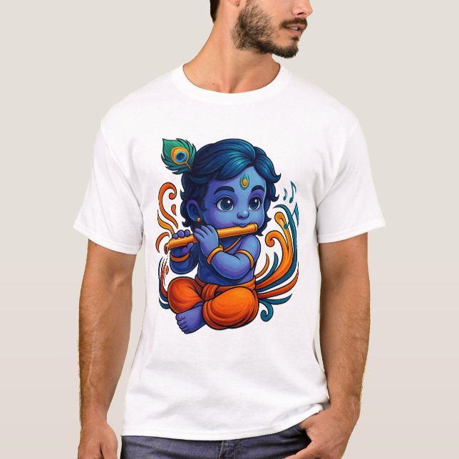 Camiseta Krishna bebé con flauta - Vibes de paz | Vibrante  (Anverso)
