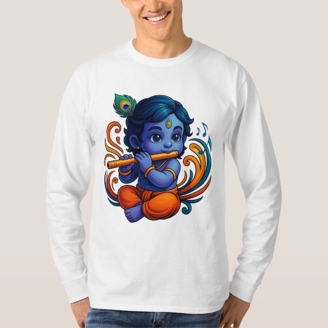 Camiseta Krishna bebé con flauta - Vibes de paz | Vibrante  (Anverso)