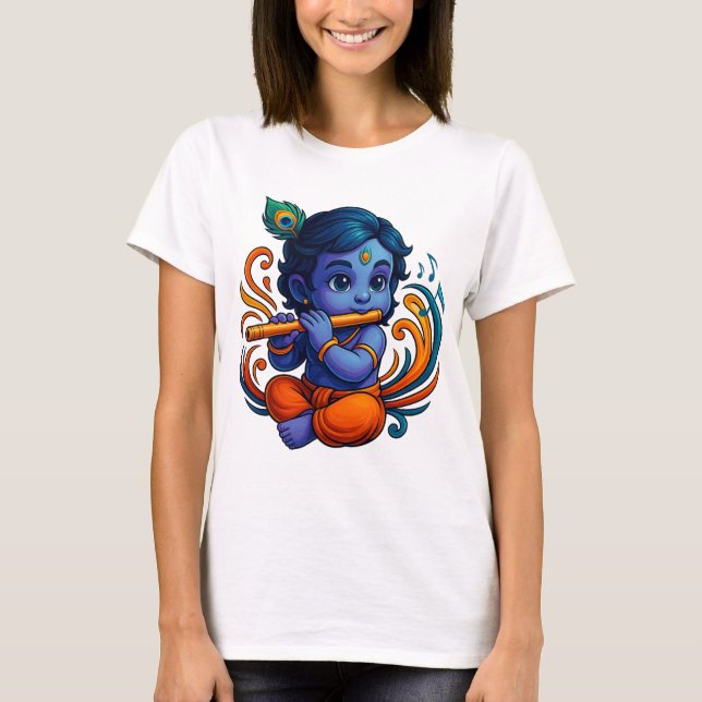 Camiseta Krishna bebé con flauta - Vibes de paz | Vibrante  (Anverso)