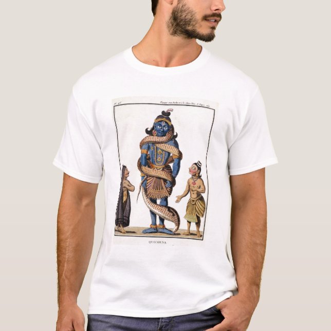 Camiseta Krishna exprimió por la serpiente de Kaliya, de (Anverso)