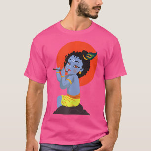 Camiseta Krishna Janmashtami Baby Krishna jugando a la flau