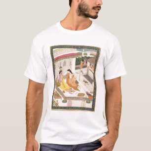 Camiseta Krishna y Radha en una cama en un palacio del