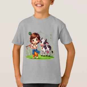 Camiseta KrishnaDevotee para niños- dgn.1 de Maaya_P, Gris