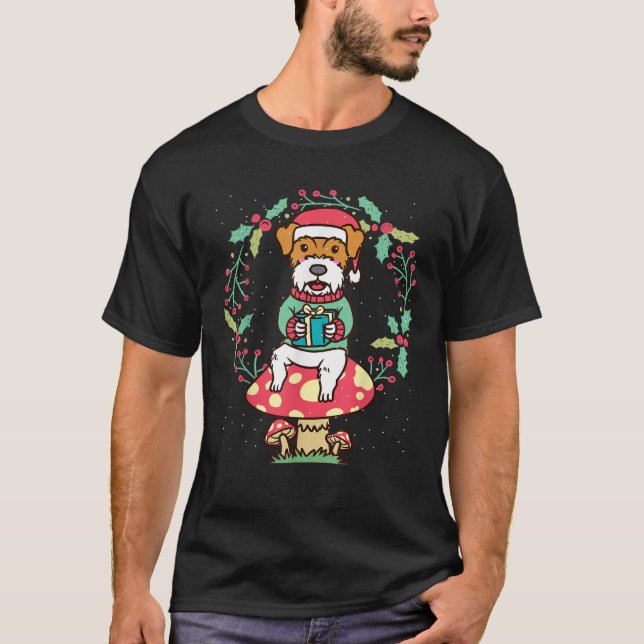 Camiseta Kromfohrlander Dog Kromi On Mushroom Christmas Wre (Anverso)