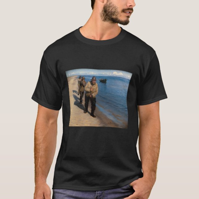 Camiseta Kroyer - Tres pescadores lanzando un bote (Anverso)