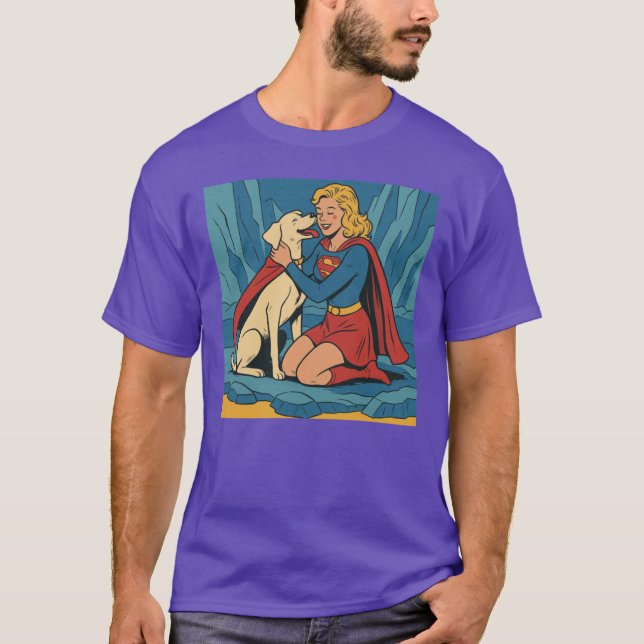 Camiseta Krypto Meets Supergirl Enthusiastic Hug gift retro (Anverso)