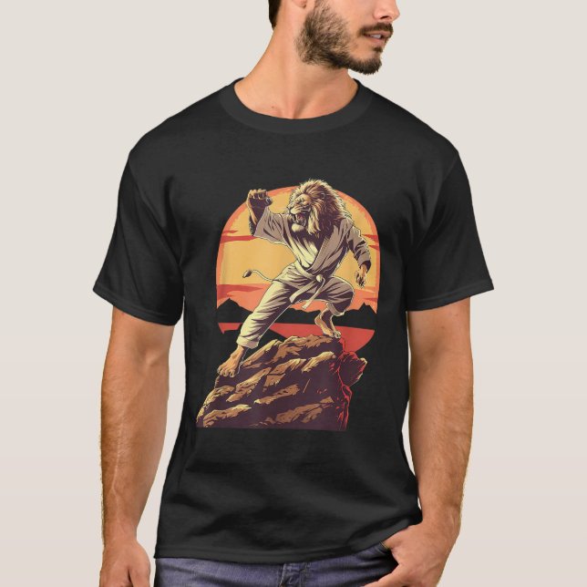 Camiseta Kung Fu León Puesta de sol Kickboxing Judo Taekwon (Anverso)