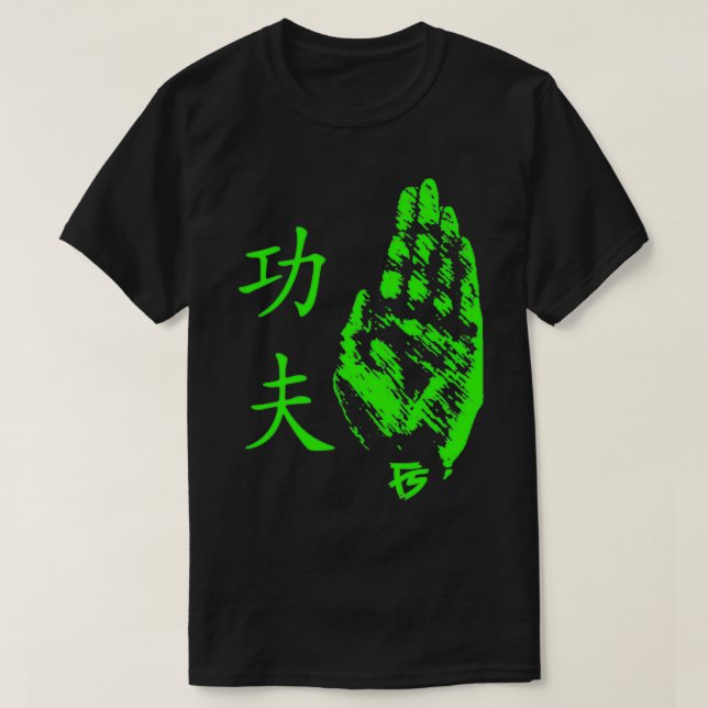 Camiseta Kung Fu Palm Strike Green Featherscale (Diseño del anverso)