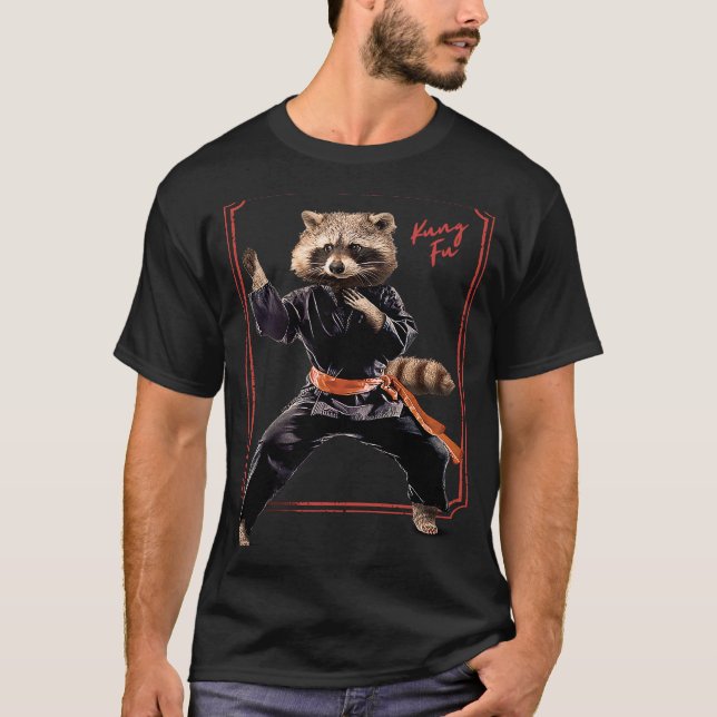 Camiseta Kung Fu Raccoon Ninja Equipo Material de la basura (Anverso)