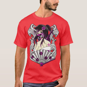 Camiseta kunoichi japonés con máscara oni