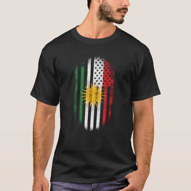 Camiseta Kurdistan kurdo de la bandera   americana y diseño (Anverso)