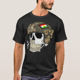 Camiseta Kurdistán Peshmerga. Calavera Quemada Con Casco.