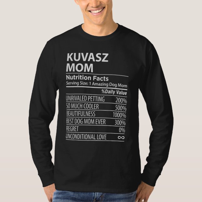Camiseta Kuvasz Mom Nutrition Facts  Kuvasz Dog Owner (Anverso)