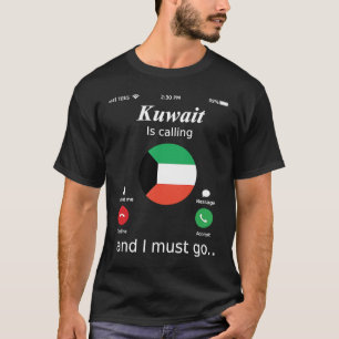 Camiseta Kuwait llama y debo ir a la bandera de Kuwait