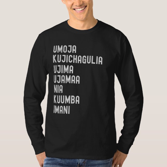 Camiseta Kwanzaa 7 Principios Umoja Kujichagulia Ujima Ujam (Anverso)