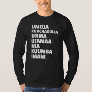 Camiseta Kwanzaa 7 Principios Umoja Kujichagulia Ujima Ujam