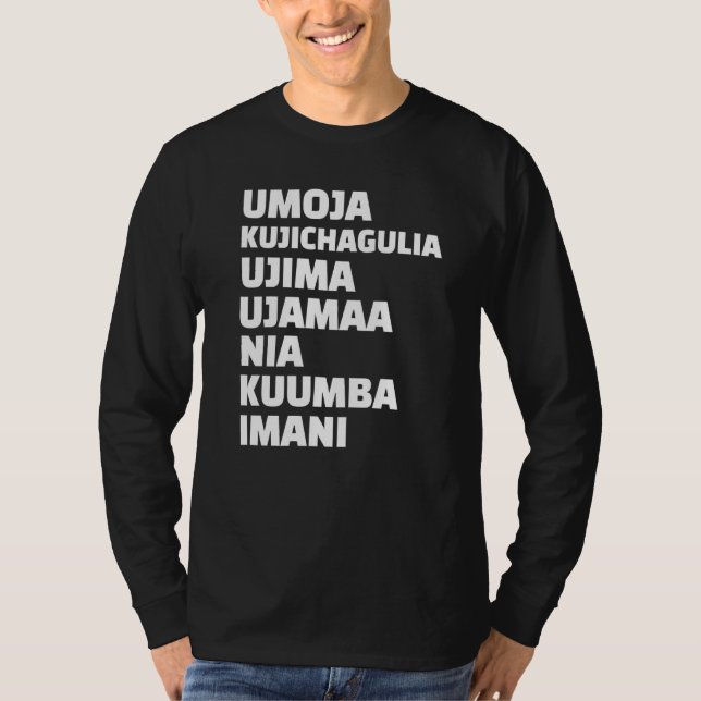 Camiseta Kwanzaa 7 Principios Umoja Kujichagulia Ujima Ujam (Anverso)