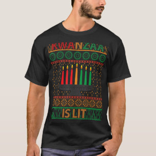 Camiseta Kwanzaa es Lit kwanzaa kinara mishumaa con 7 prin