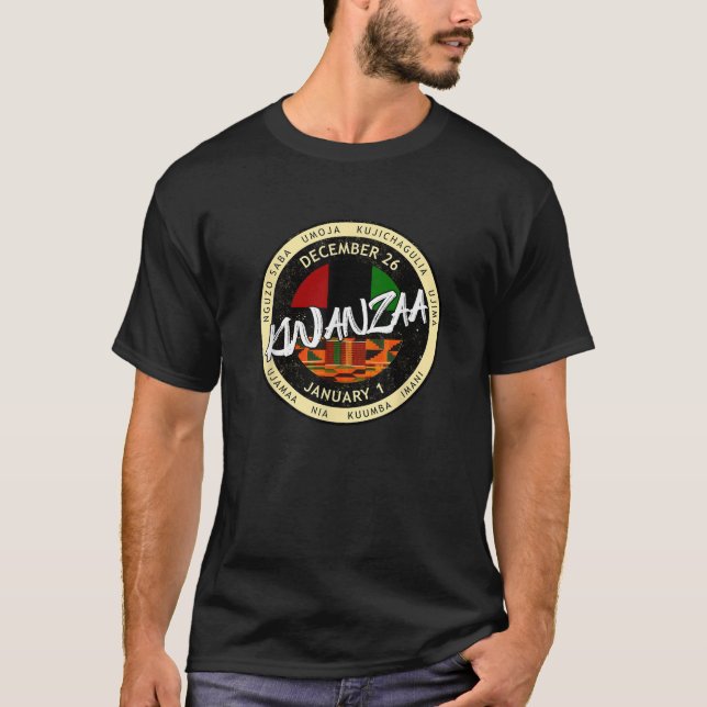 Camiseta Kwanzaa Holiday Style Kwanzaa  Unisex Adults Black (Anverso)