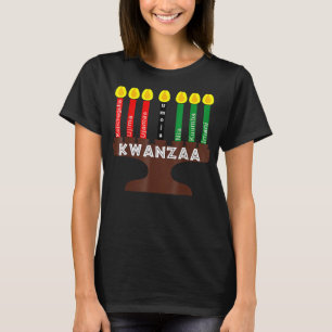 Camiseta Kwanzaa Kinara Mishumaa con 7 principios
