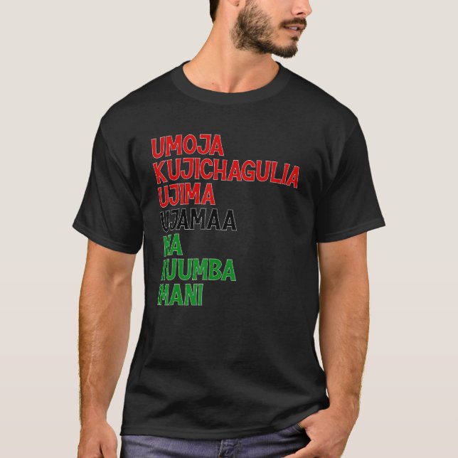 Camiseta Kwanzaa Kinara Set Para Niños Hombres Siete Horas (Anverso)