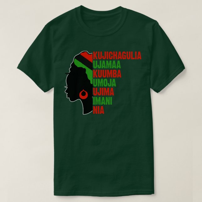 Camiseta Kwanzaa Los siete principios de Kwanzaa (Diseño del anverso)