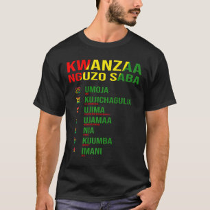 Camiseta Kwanzaa - Nguzo Saba - El diseño de los siete prin