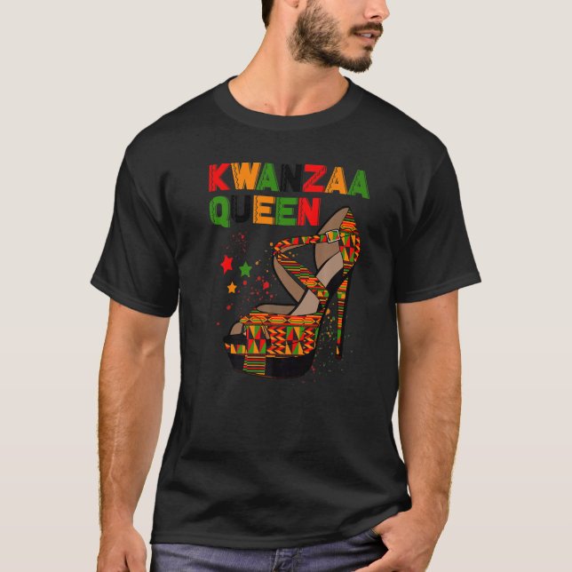 Camiseta Kwanzaa Queen High Heels African American Afro Wom (Anverso)