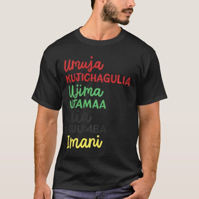 Camiseta Kwanzaa Siete principios cristiana afroamericana (Anverso)