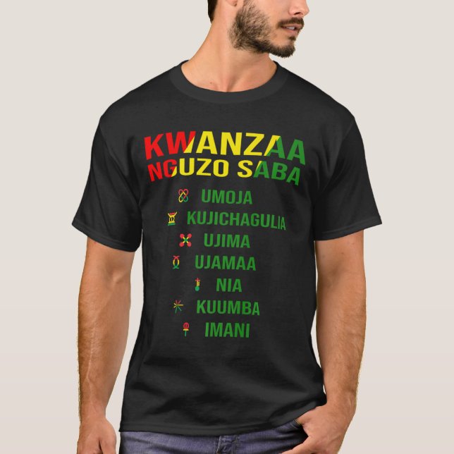 Camiseta Kwanzaa - Swahili Por Los Siete Principios (Anverso)
