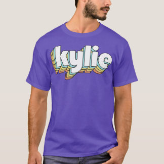 Camiseta Kylie Retro Estilo de Tipografía Arcoiris Faded