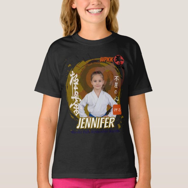 Camiseta Kyokushin Girl Brown Belt Personalized Team (Anverso)