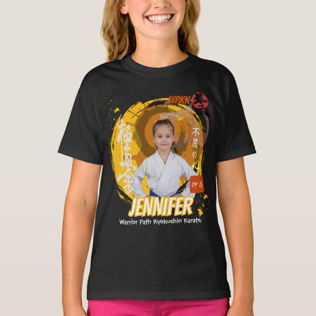 Camiseta Kyokushin Girl Yellow Belt Personalized Team  (Anverso)