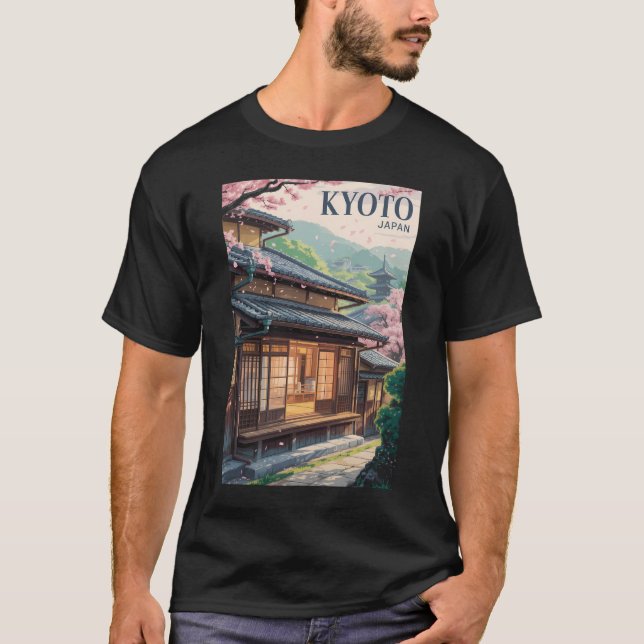 Camiseta Kyoto Japan House Illustration Travel Art Vintage (Anverso)