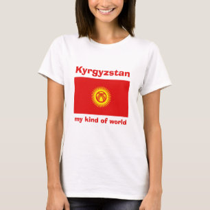 Camiseta Kyrgyzstan Bandera + Mapa + Texto