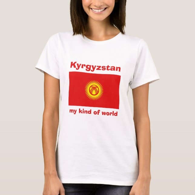 Camiseta Kyrgyzstan Bandera + Mapa + Texto (Anverso)